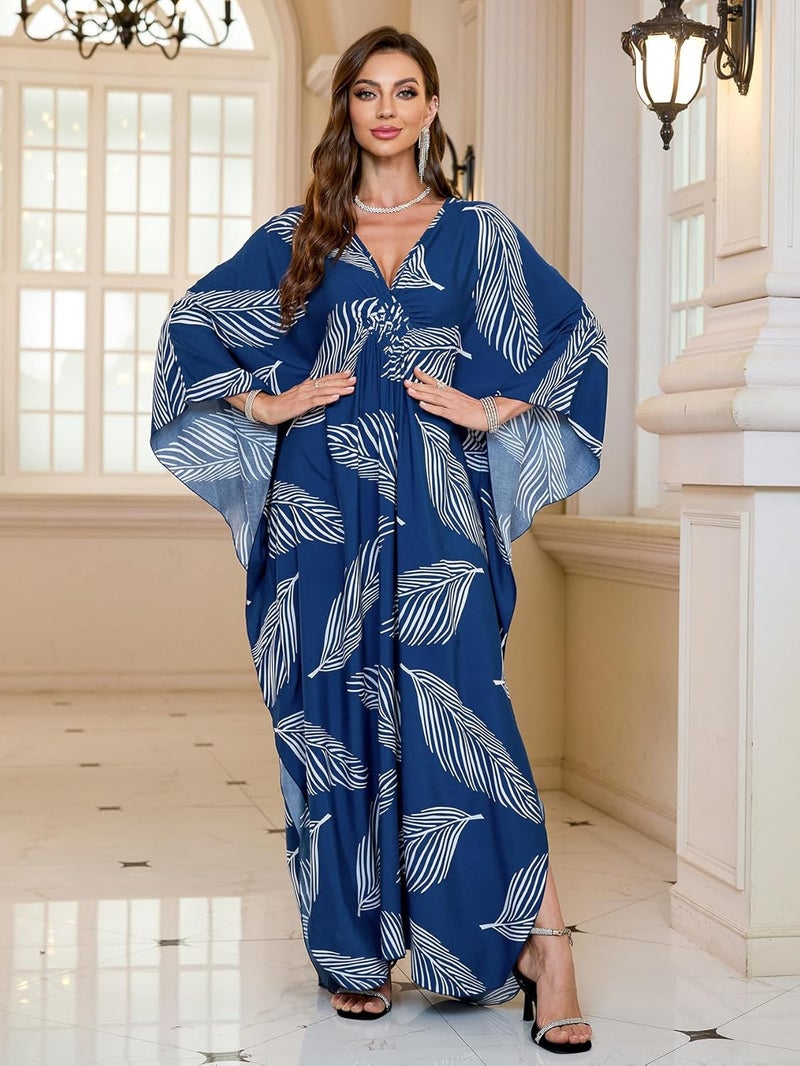 KEYLORTING Women’s Kaftan Beach Cover Up Dress Plus Size Summer Swimsuit Loungewear Maxi Dress - Image 3